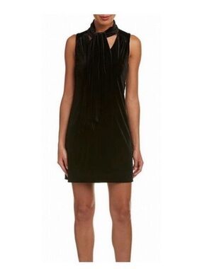 Laundry By Shelli Segal Black Velvet Sleeveless Tie-Neck Mini Dress size 6